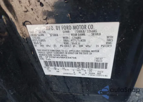 2008 Ford F-150 60Th Anniversary/Fx4/King Ranch/Lariat/Xlt z USA, uszkodzony, nr VIN 1FTPW14V88KE94794